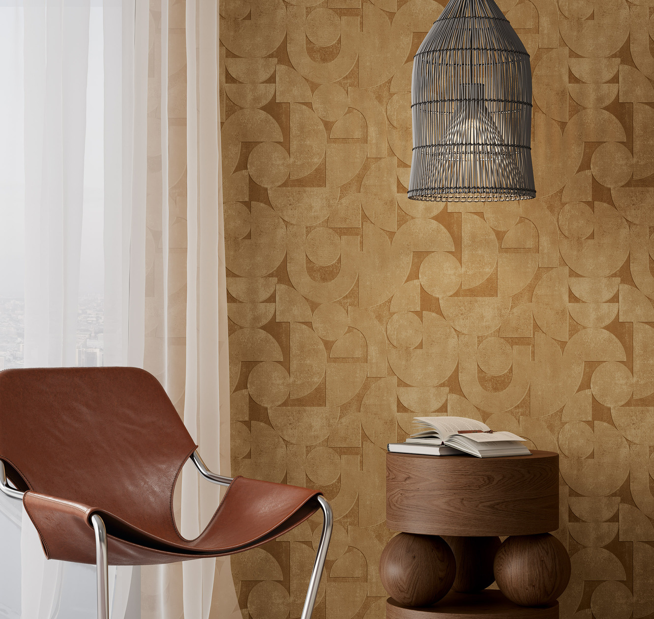 Обои Milassa Солярис Гравитация SOL3 004 10,05×1 фото в интерьере